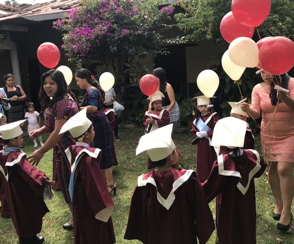 On Wednesday, Nov. 8, 2017, Escuela Integrada celebrated graduations for first and sixth grade. After diplomas were awarded, first grade students released balloons into the sky, each one carrying a small piece of paper with their dreams and wishes for the future.