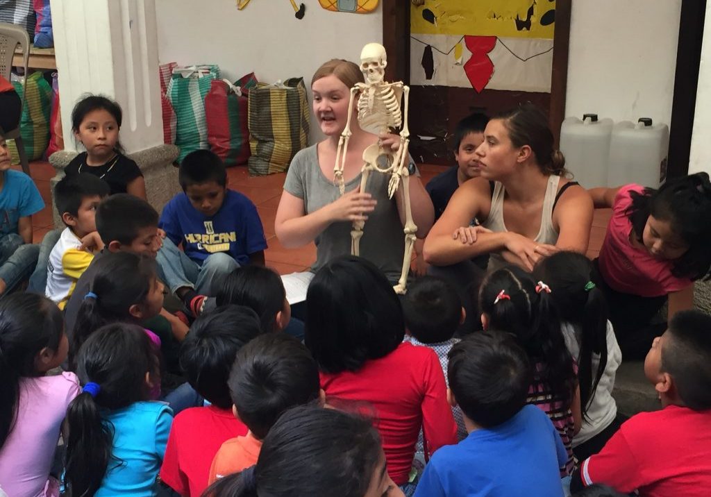 KrystallRoachTeaching Krystal Roach teaches a lesson about bones and muscles at Escuela Integrada on Tuesday, August 1, 2017.